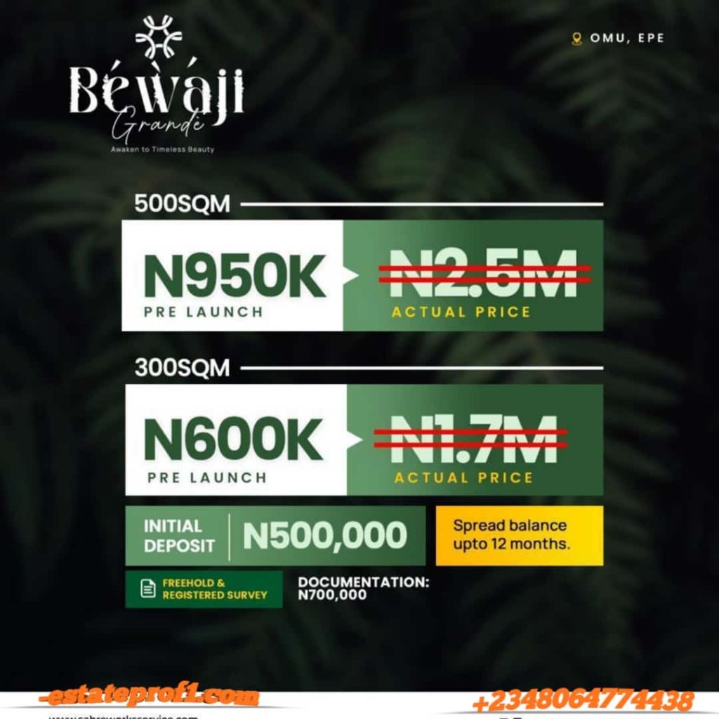 Bewaji Grande land for sale in Omu Epe